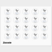 Sticker Rond Merci Cute Blue Zebra Baby shower Favoriser (Feuille)
