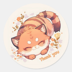 Sticker Rond Merci Cute Cat Anime