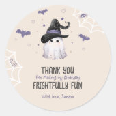 Sticker Rond Merci Cute Ghost Halloween Anniversaire (Devant)