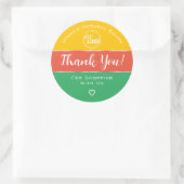 Sticker Rond Merci Cute Rainbow Candy Couleurs Turquoise mignon (Sac)