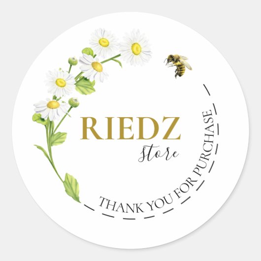 Sticker Rond Merci d'abeilles florales (Devant)