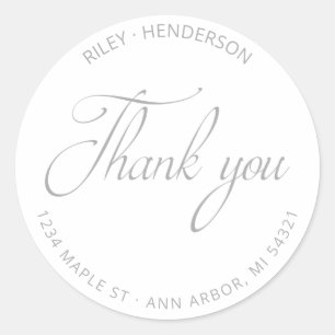 Sticker Rond Merci d'adresse de retour de script moderne
