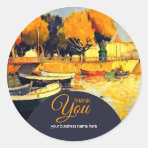Sticker Rond Merci d'affaires Colorful Island Boat Peinture