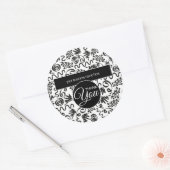 Sticker Rond Merci d'affaires Doodle Curls Noir et Blanc (Enveloppe)