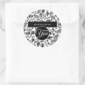 Sticker Rond Merci d'affaires Doodle Curls Noir et Blanc (Sac)