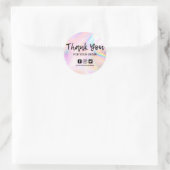 Sticker Rond Merci d'affaires holographique rose Faux (Sac)