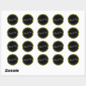 Sticker Rond Merci d'affaires Jaune Floral Script (Feuille)
