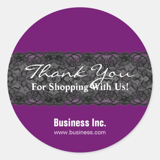 Sticker Rond Merci d'affaires - Lace violet (Devant)