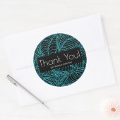 Sticker Rond Merci d'affaires Leafy Botanical Blue Black (Enveloppe)