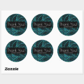 Sticker Rond Merci d'affaires Leafy Botanical Blue Black (Feuille)