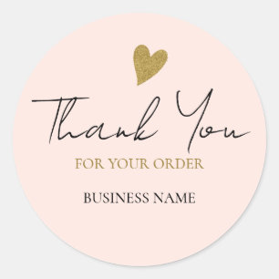 Sticker Rond Merci D'Affaires Pour Votre Commande Blush Pink Go
