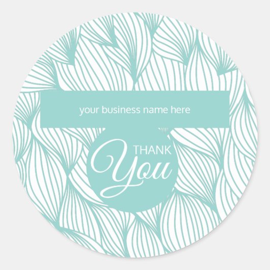 Sticker Rond Merci d'affaires Soft Bleu et Blanc Botanique (Devant)