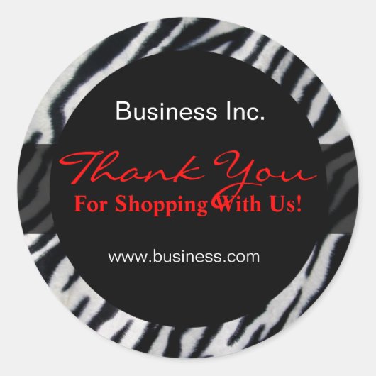 Sticker Rond Merci d'affaires Zebra Red (Devant)