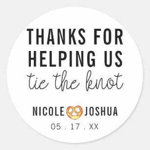 Sticker Rond Merci d'aider la Cravate le Mariage Knot Pretzel
