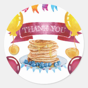 Sticker Rond Merci d'anniversaire de crêpe et de pyjamas