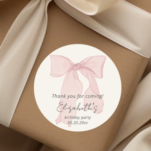 Sticker Rond Merci d'anniversaire de la Bow rose