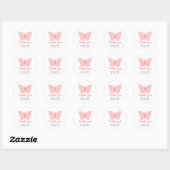 Sticker Rond Merci d'anniversaire de la fille papillon rose (Feuille)