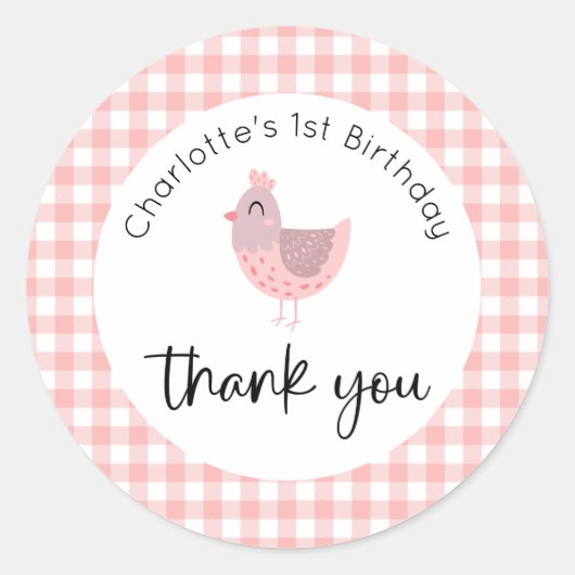 Sticker Rond Merci d'anniversaire de mignonne chick (Devant)