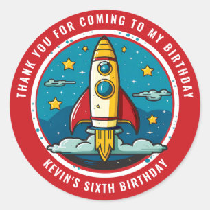 Sticker Rond Merci d'anniversaire de Rocketship