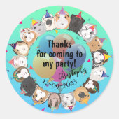 Sticker Rond Merci d'anniversaire du Cochon de Guinée (Devant)