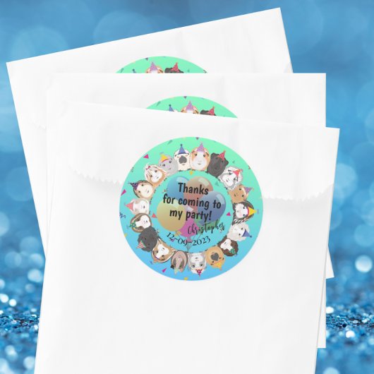 Sticker Rond Merci d'anniversaire du Cochon de Guinée