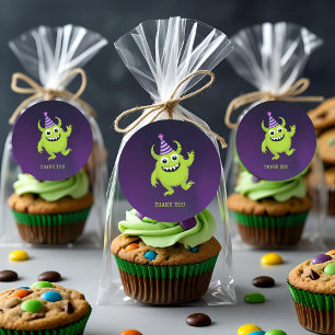 Sticker Rond Merci d'anniversaire du Monster vert