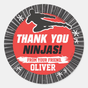 Sticker Rond Merci d'anniversaire du Ninja Warrior Martial Arts