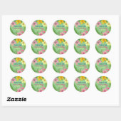 Sticker Rond Merci d'anniversaire Flamant Tropical (Feuille)