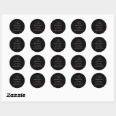 Sticker Rond Merci d'anniversaire noir rose mascarade (Feuille)