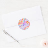 Sticker Rond Merci d'anniversaire Retro Rainbow (Enveloppe)