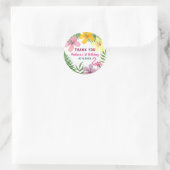 Sticker Rond Merci d'anniversaire rose floral (Sac)