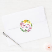 Sticker Rond Merci d'anniversaire rose floral (Enveloppe)
