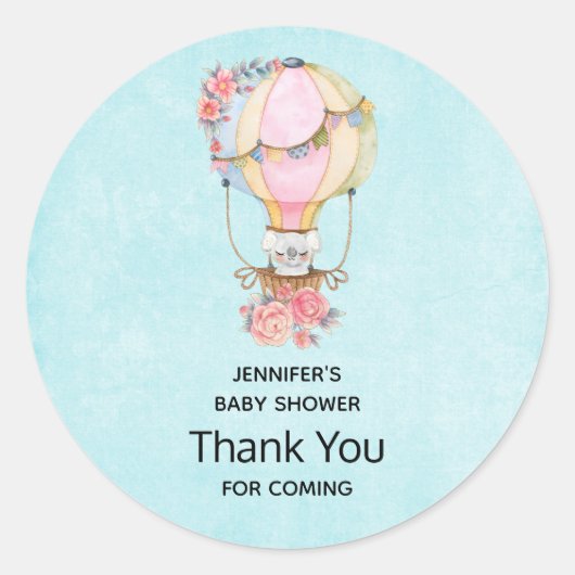 Sticker Rond Merci d'aquarelle à air chaud (Devant)