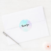 Sticker Rond Merci d'aquarelle bleu et violet Abstrait moderne (Enveloppe)