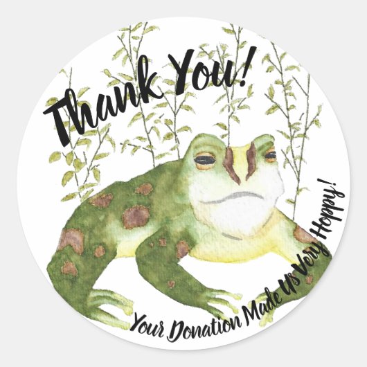 Sticker Rond Merci d'aquarelle de grenouille-Hoppy (Devant)