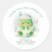 Sticker Rond Merci d'aquarelle de l'oeuf Dinosaur Baby shower (Devant)