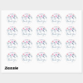 Sticker Rond Merci d'aquarelle Floral Rose Roses (Feuille)