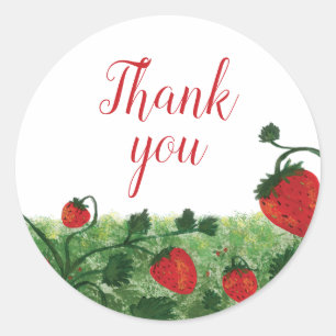 Sticker Rond Merci d'aquarelle fraise