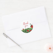 Sticker Rond Merci d'aquarelle fraise (Enveloppe)