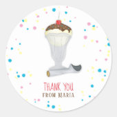 Sticker Rond Merci d'aquarelle minimaliste moderne à glace (Devant)