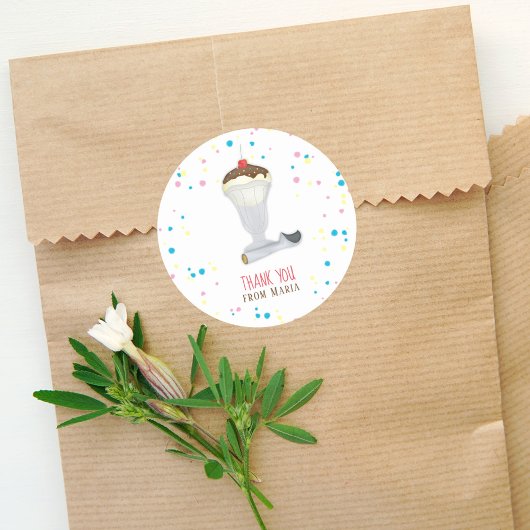 Sticker Rond Merci d'aquarelle minimaliste moderne à glace