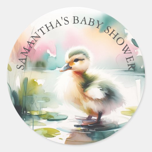 Sticker Rond Merci d'aquarelle pour canard bébé (Devant)