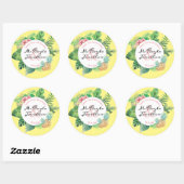 Sticker Rond Merci d'aquarelle pour Mariage tropical à venir (Feuille)