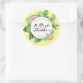 Sticker Rond Merci d'aquarelle pour Mariage tropical à venir (Sac)