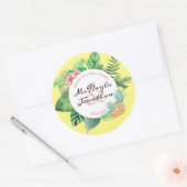 Sticker Rond Merci d'aquarelle pour Mariage tropical à venir (Enveloppe)