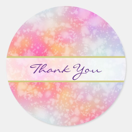 Sticker Rond Merci d'aquarelle rose et orange Abstrait (Devant)