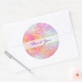 Sticker Rond Merci d'aquarelle rose et orange Abstrait (Enveloppe)