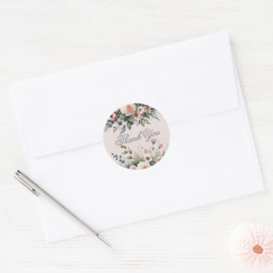 Sticker Rond Merci d'aquarelle rose pâle