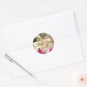 Sticker Rond Merci d'aquarelle rose parties scintillant (Enveloppe)