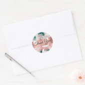 Sticker Rond Merci d'aquarelle rose Turquoise (Enveloppe)